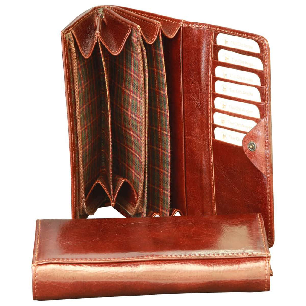 Leather wallet for women - Brown with RFID-1