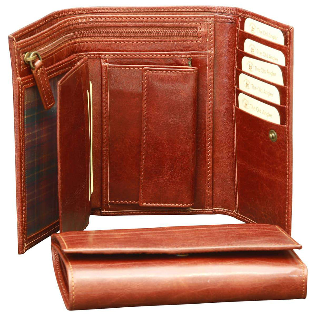 Leather wallet for women - Brown with RFID-0