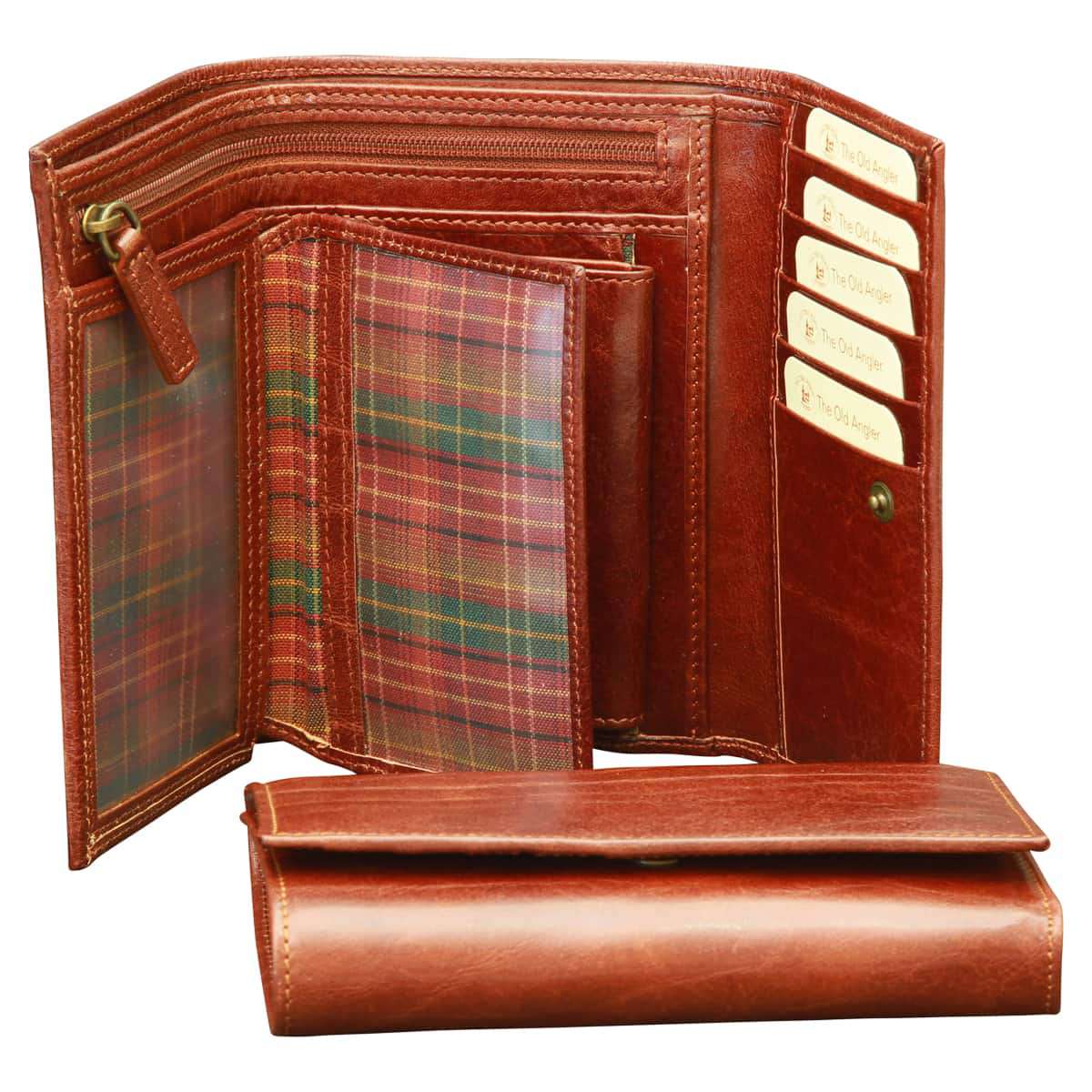 Leather wallet for women - Brown with RFID-1