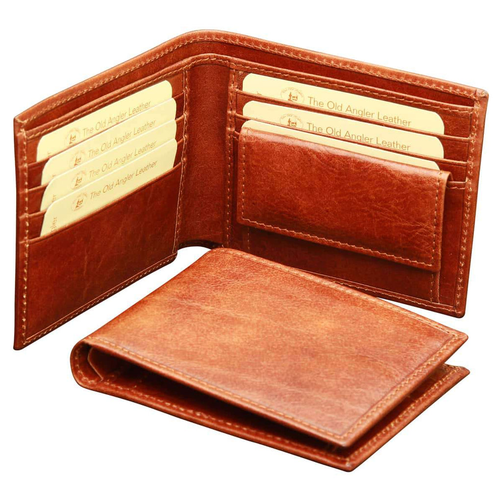 Leather wallet with coin pocket - Brown with RFID-0