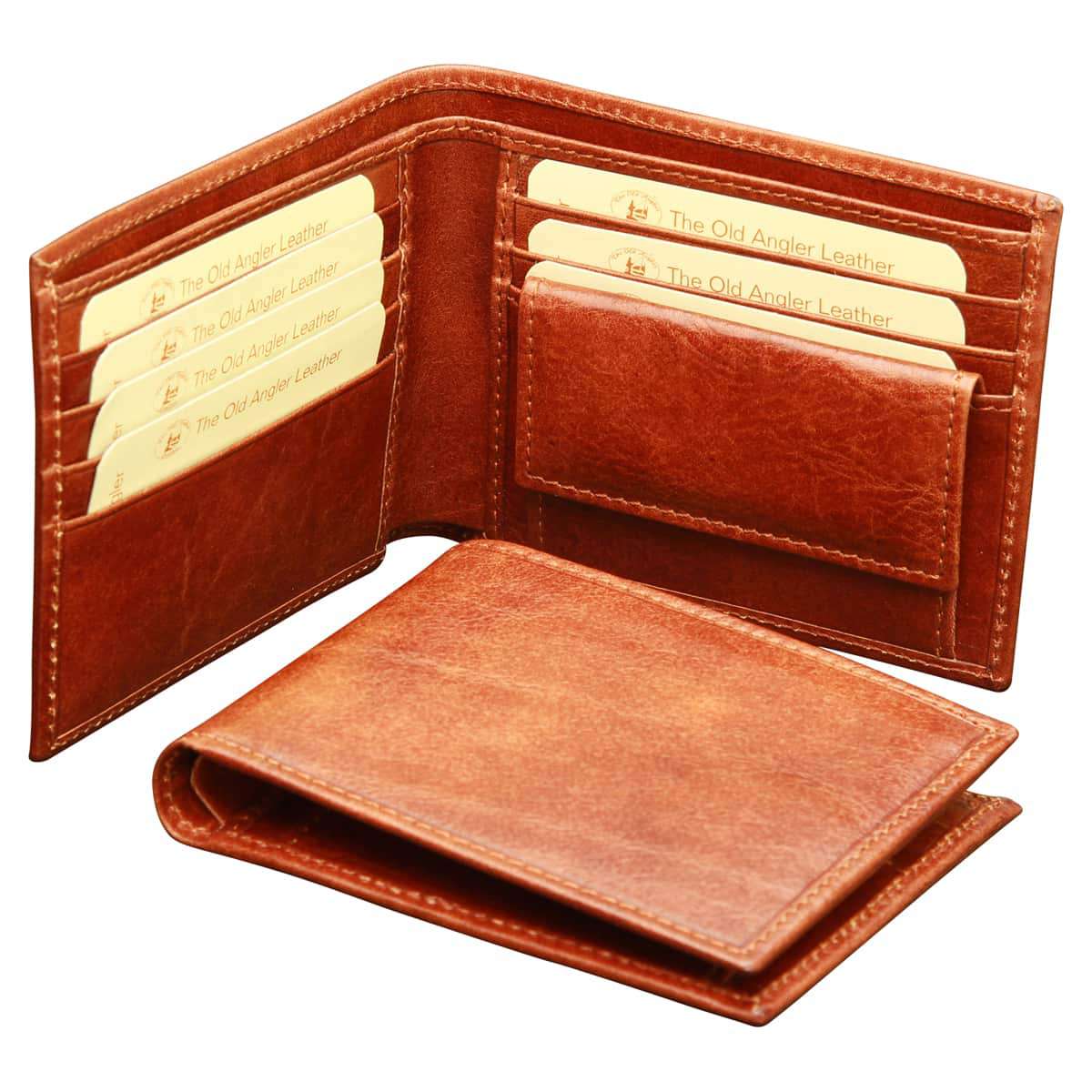 Leather wallet with coin pocket - Brown with RFID-0