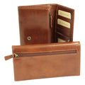 WOMEN'S LEATHER WALLET WITH EXTERNAL POCKET - BROWN-1