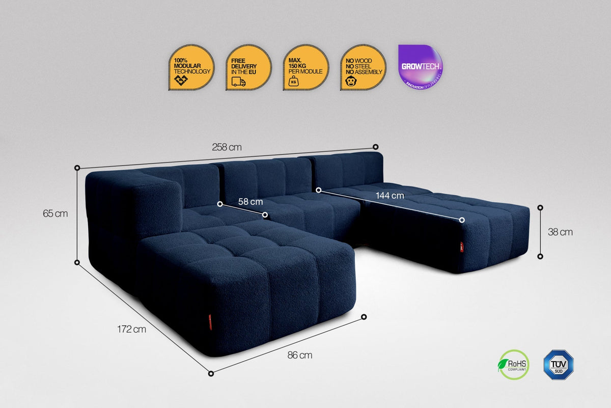 5 Teiliges Modulares Sofa – Blau-2