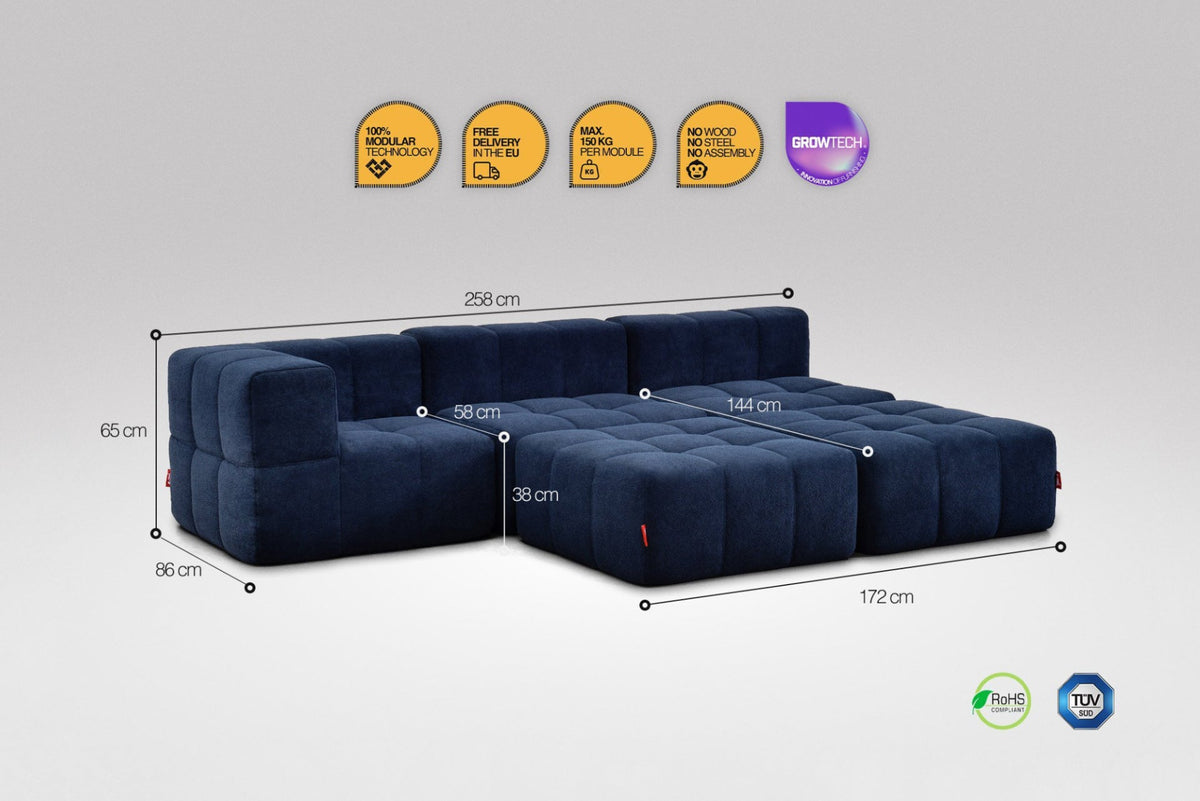 5 Teiliges Modulares Sofa – Blau-2