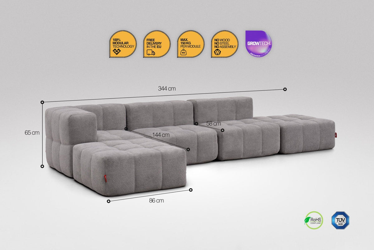 5 Teiliges Modulares Sofa – Grau-2