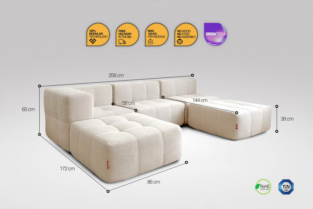 5 Teiliges Modulares Sofa – Beige-2