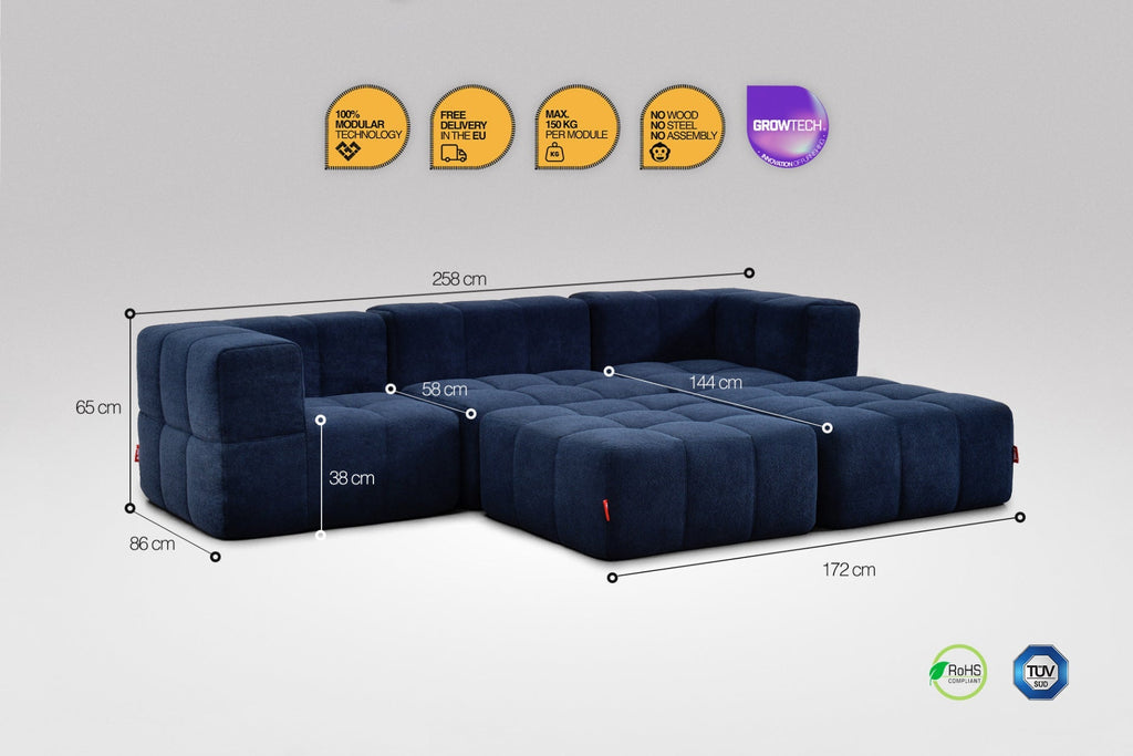 5 Teiliges Modulares Sofa – Blau-2