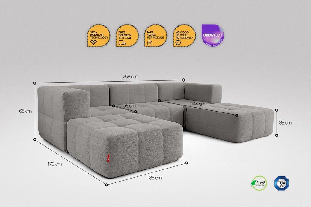 5 Teiliges Modulares Sofa – Grau-2