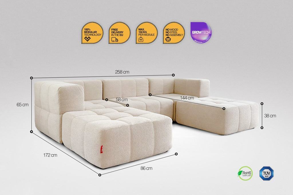 5 Teiliges Modulares Sofa – Beige-2