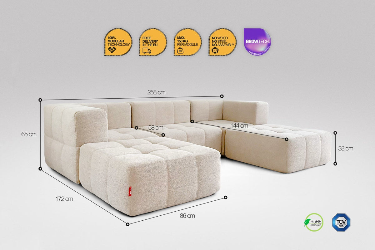 5 Teiliges Modulares Sofa – Beige-2
