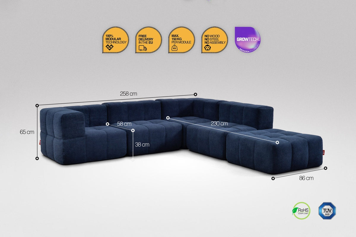 5 Teiliges Modulares Sofa – Blau-2