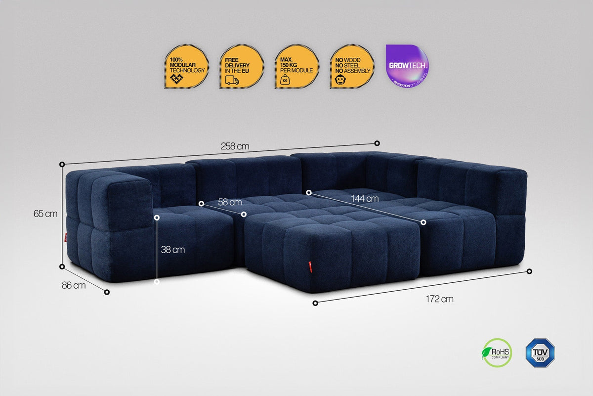 5 Teiliges Modulares Sofa – Blau-2