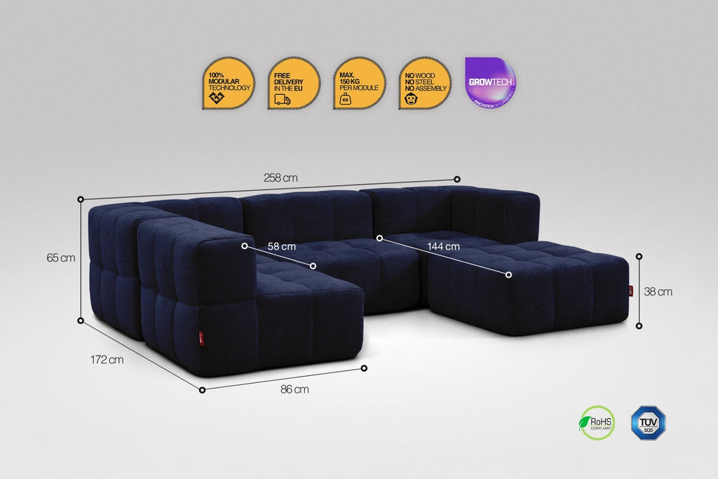 5 Teiliges Modulares Sofa – Blau-2