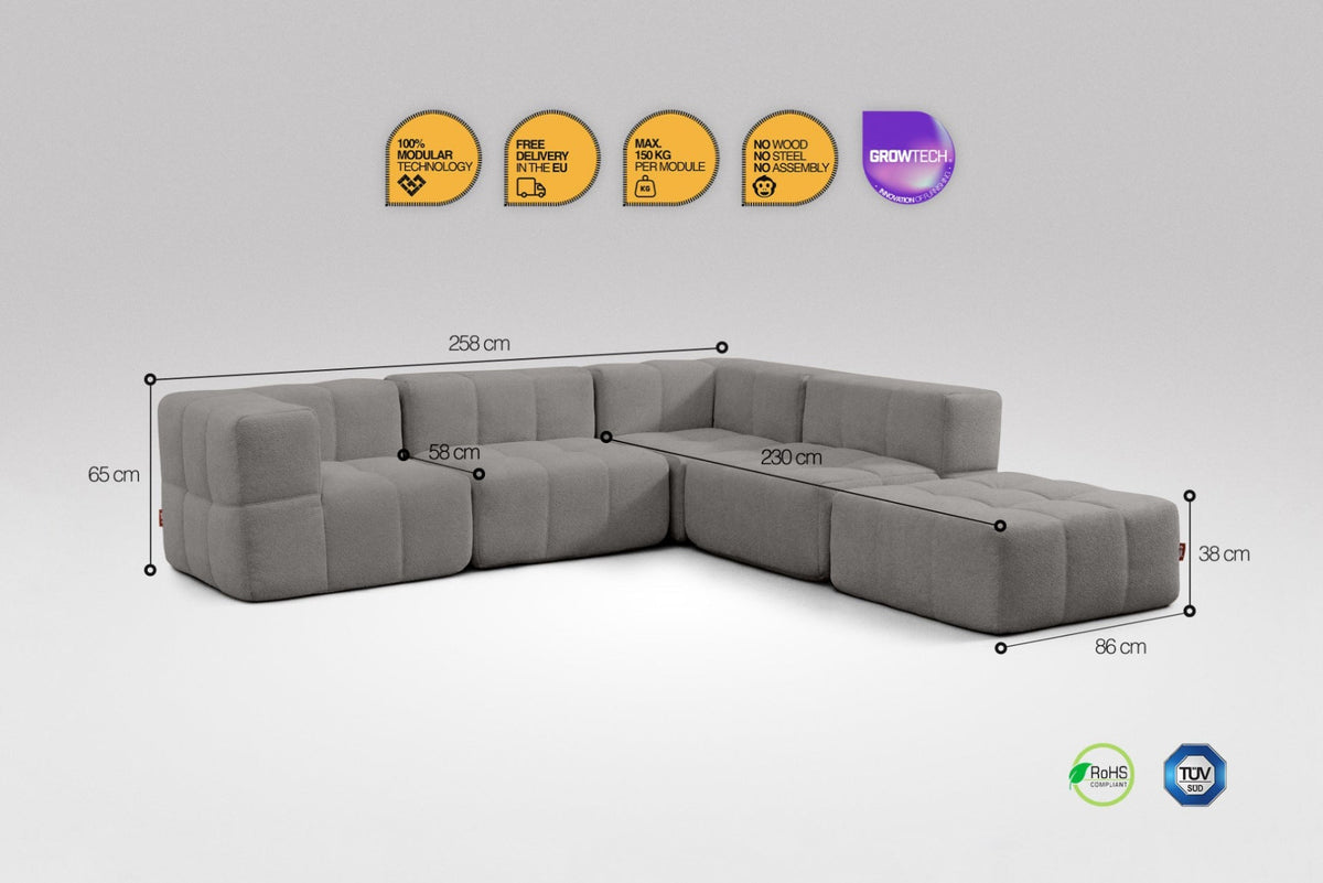 5 Teiliges Modulares Sofa – Grau-2