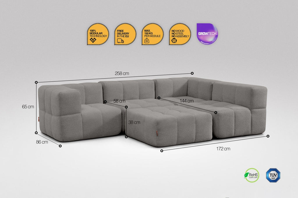 5 Teiliges Modulares Sofa – Grau-2