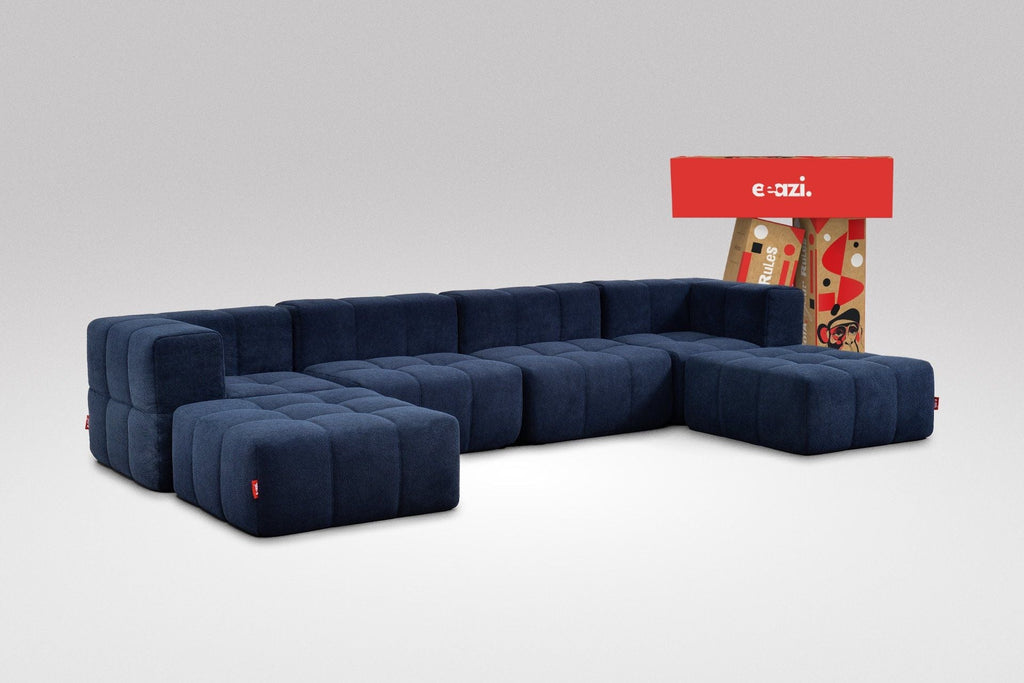 6 Teiliges Modulares Sofa – Blau-0