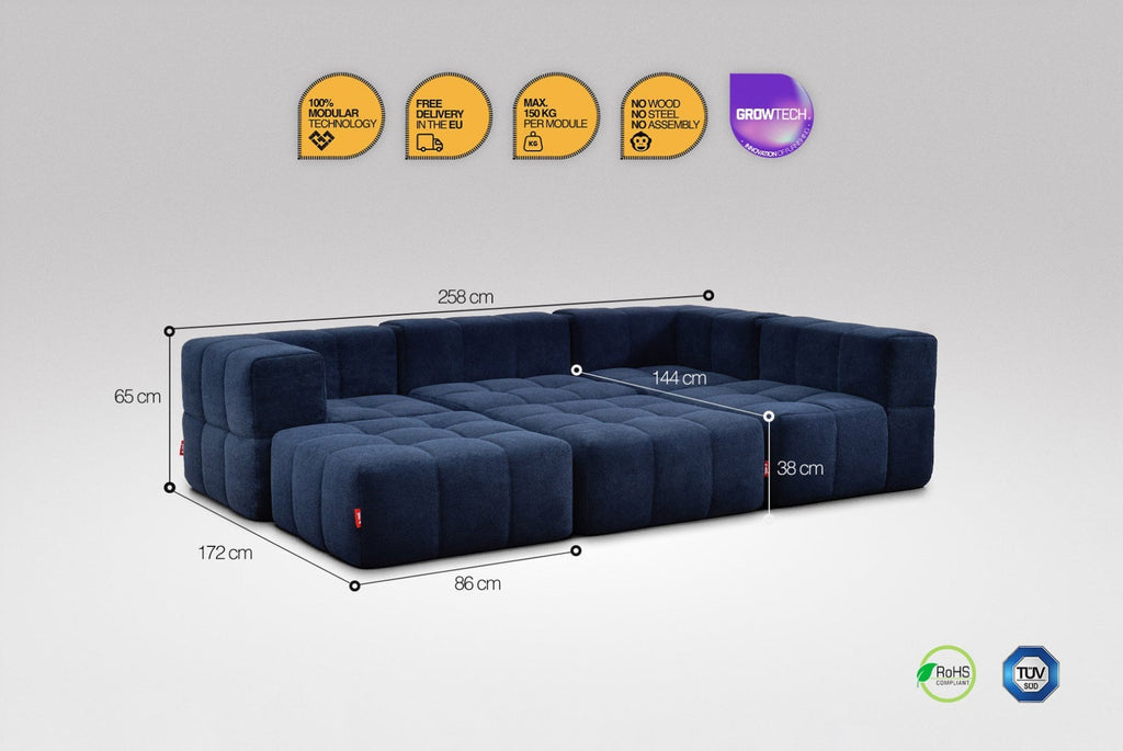 6 Teiliges Modulares Sofa – Blau-2