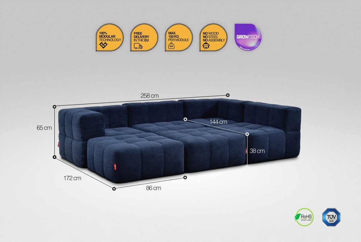 6 Teiliges Modulares Sofa – Blau-2