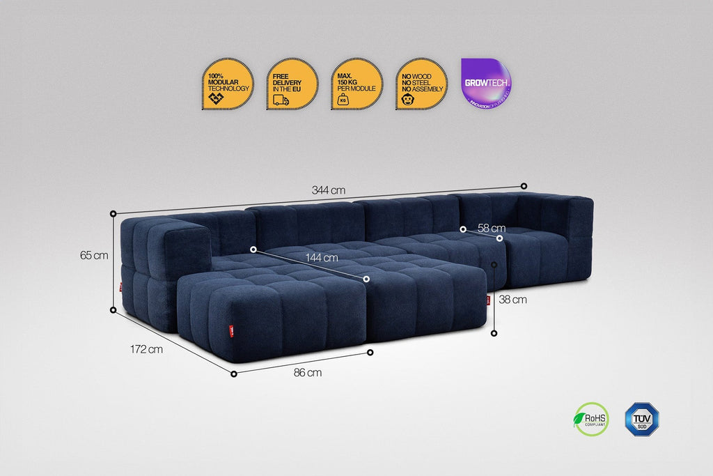 6 Teiliges Modulares Sofa – Blau-2