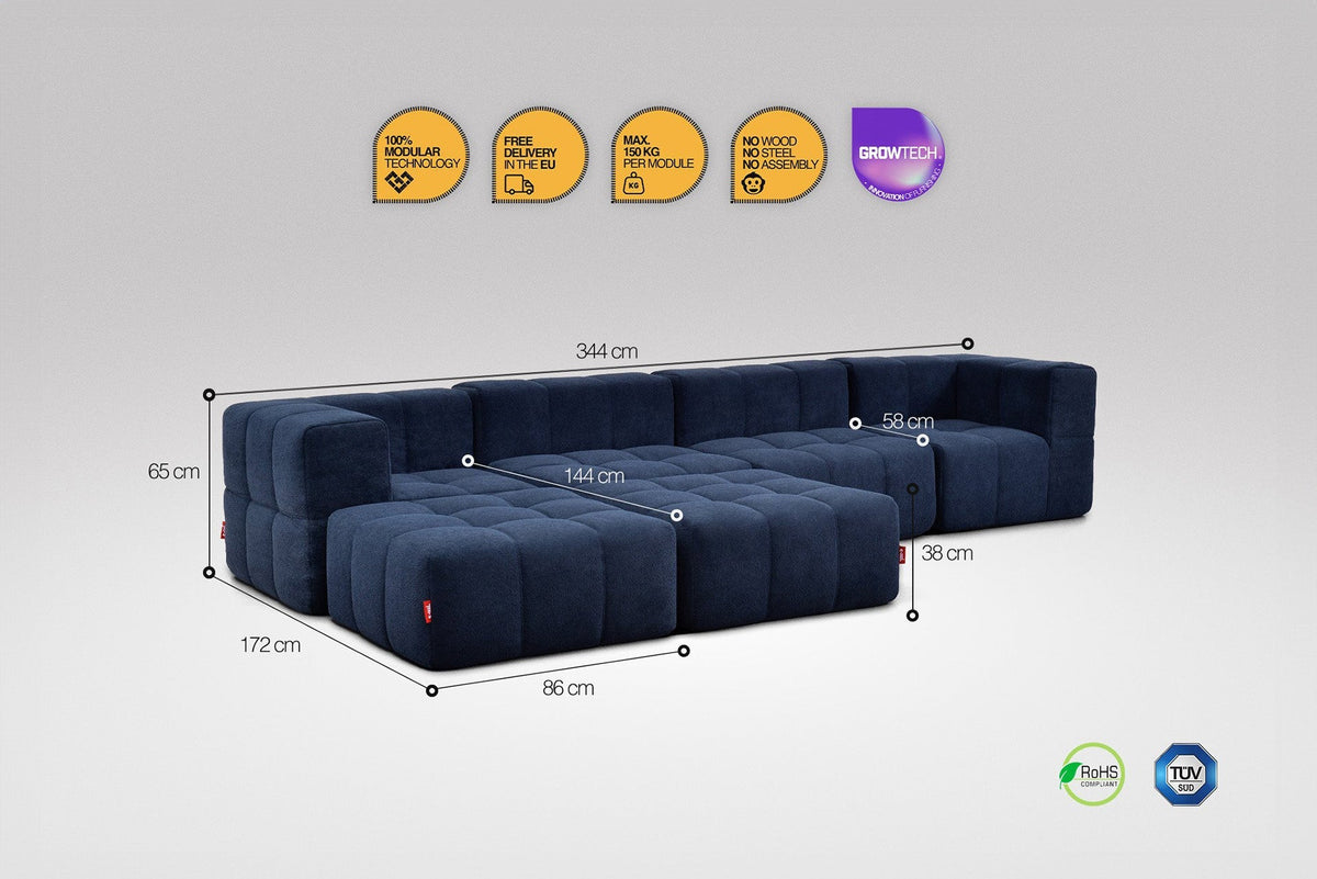 6 Teiliges Modulares Sofa – Blau-2