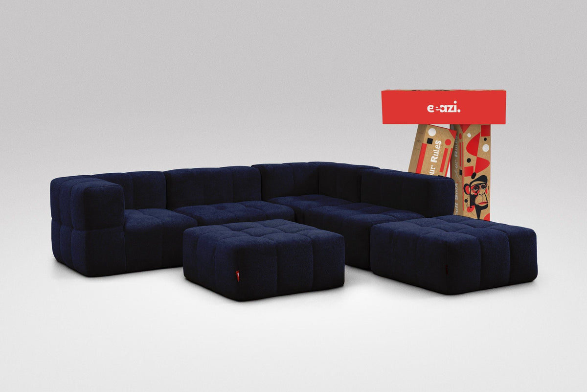 6 Teiliges Modulares Sofa – Blau-0