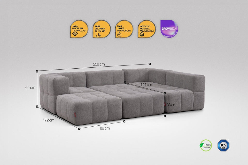 6 Teiliges Modulares Sofa – Grau-2