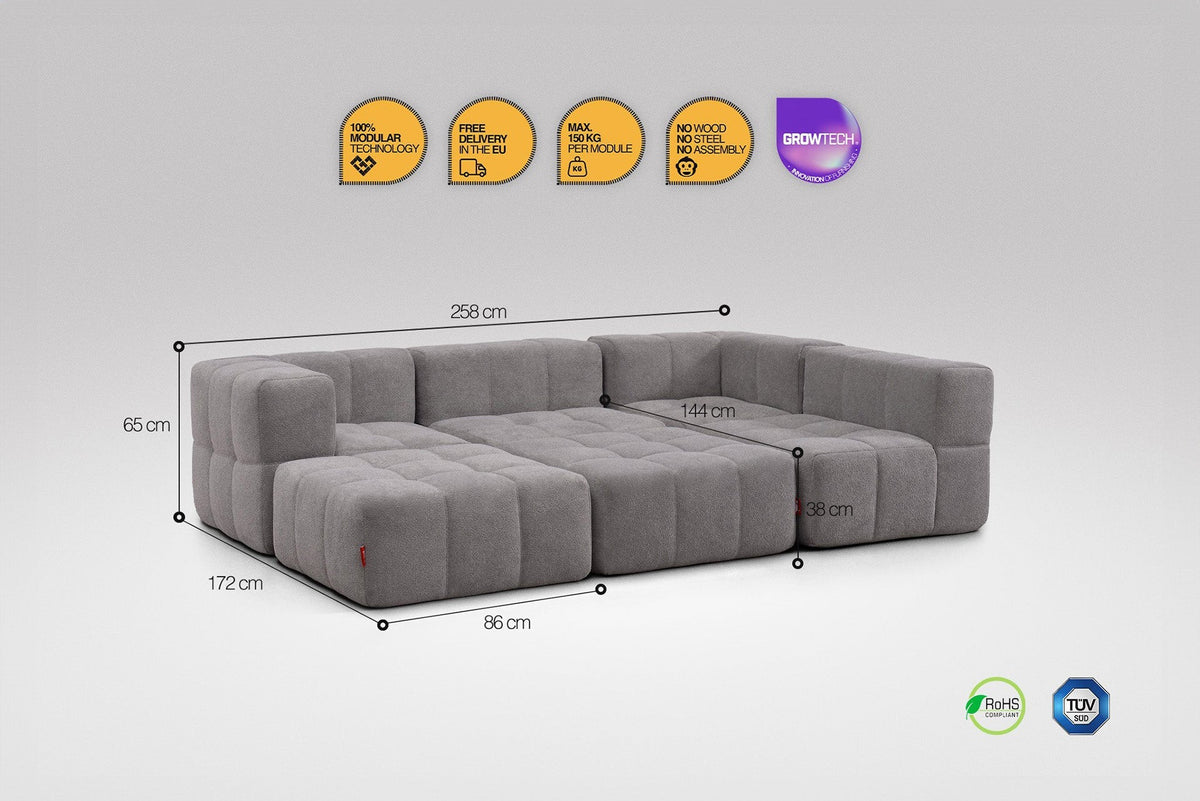6 Teiliges Modulares Sofa – Grau-2