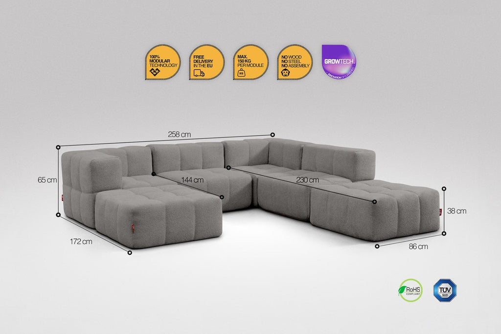 6 Teiliges Modulares Sofa – Grau-2