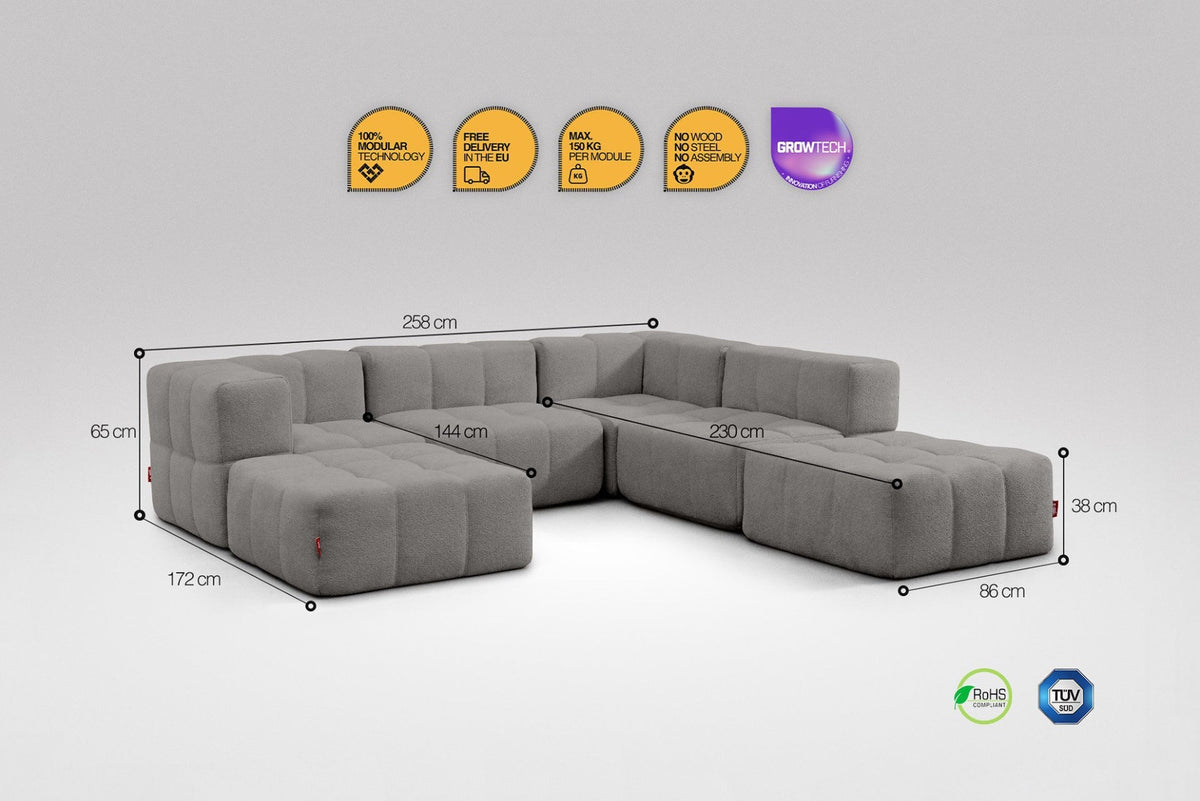 6 Teiliges Modulares Sofa – Grau-2
