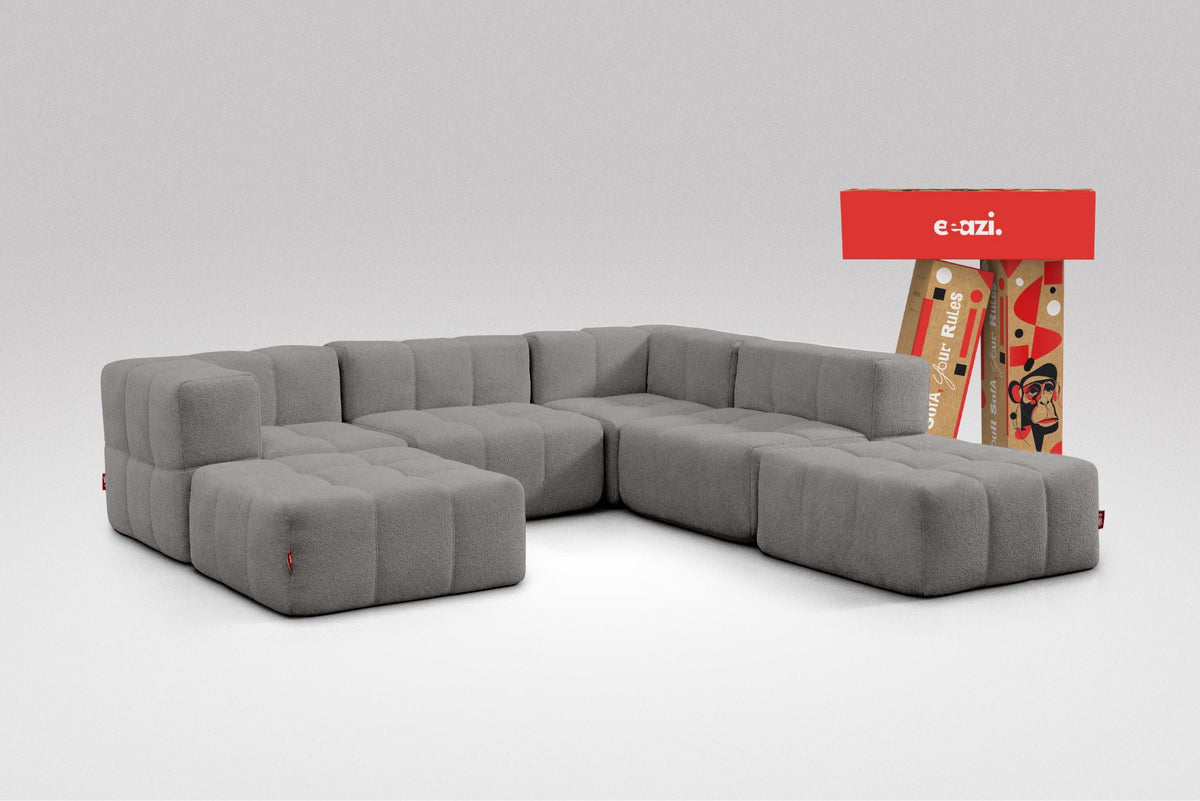 6 Teiliges Modulares Sofa – Grau-0
