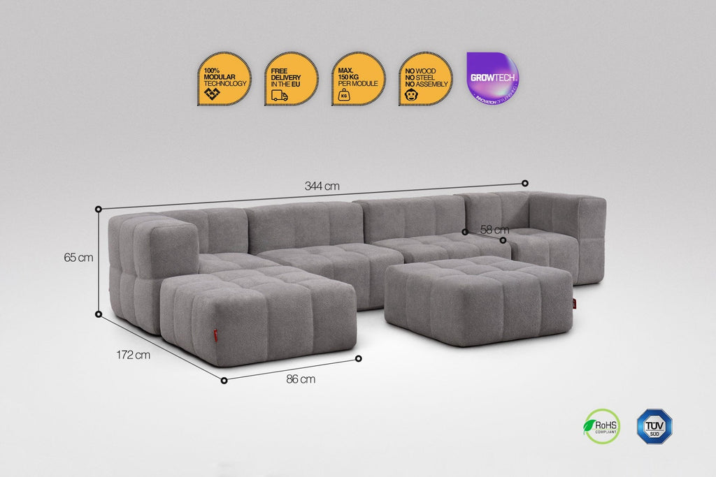 6 Teiliges Modulares Sofa – Grau-1