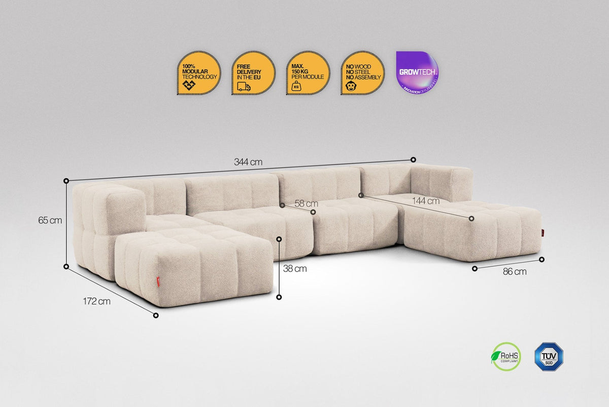 6 Teiliges Modulares Sofa – Beige-2