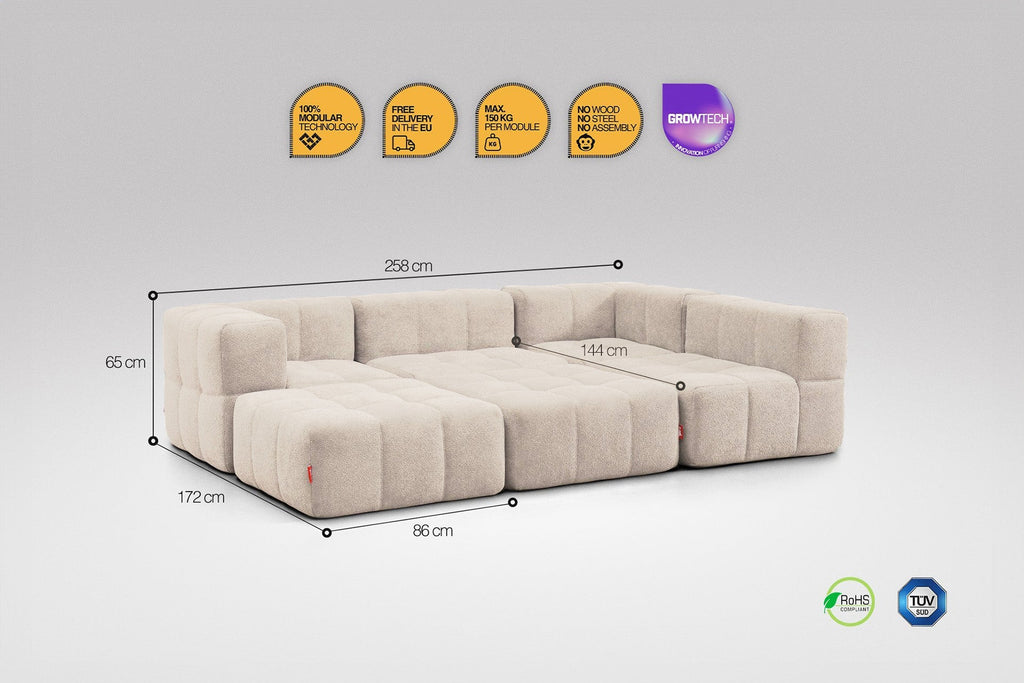 6 Teiliges Modulares Sofa – Beige-2