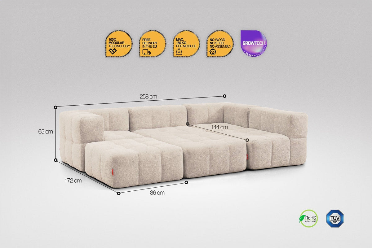 6 Teiliges Modulares Sofa – Beige-2