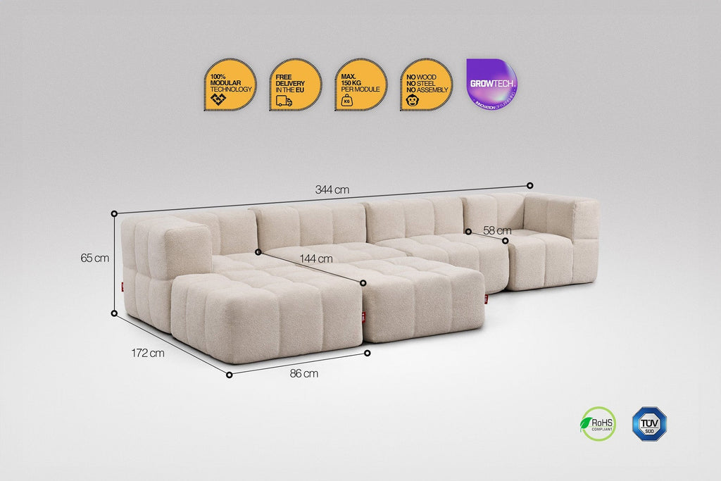 6 Teiliges Modulares Sofa – Beige-2