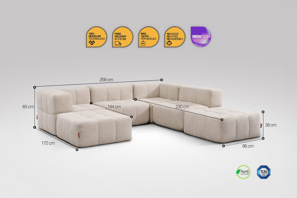 6 Teiliges Modulares Sofa – Beige-2