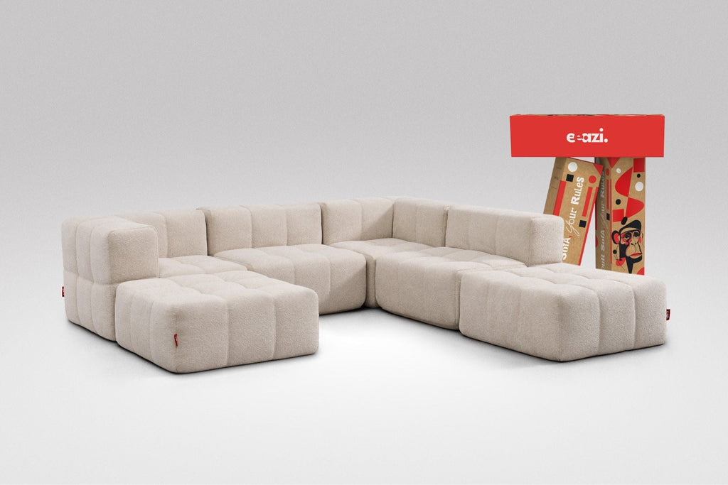 6 Teiliges Modulares Sofa – Beige-0