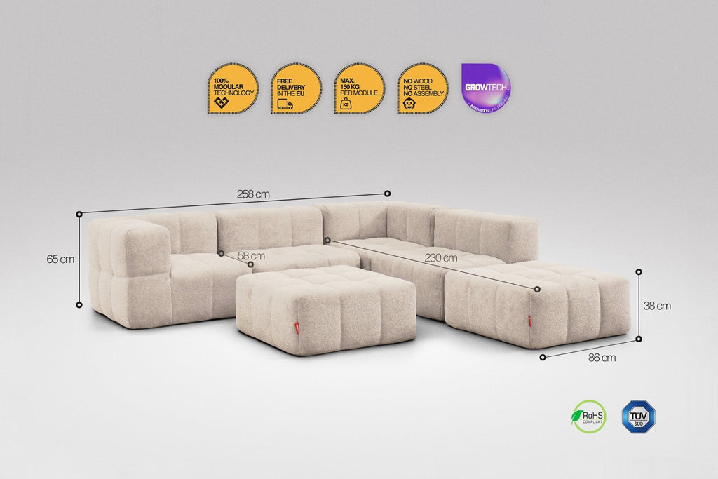 6 Teiliges Modulares Sofa – Beige-2