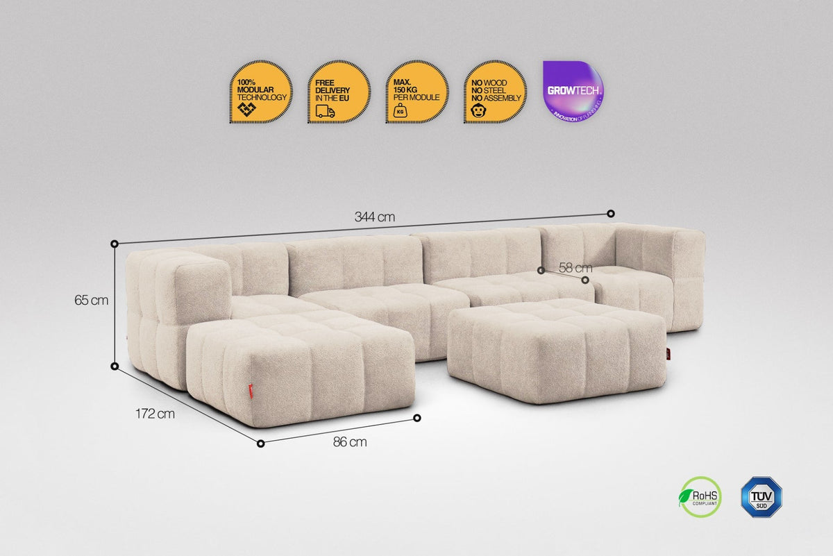 6 Teiliges Modulares Sofa – Beige-1