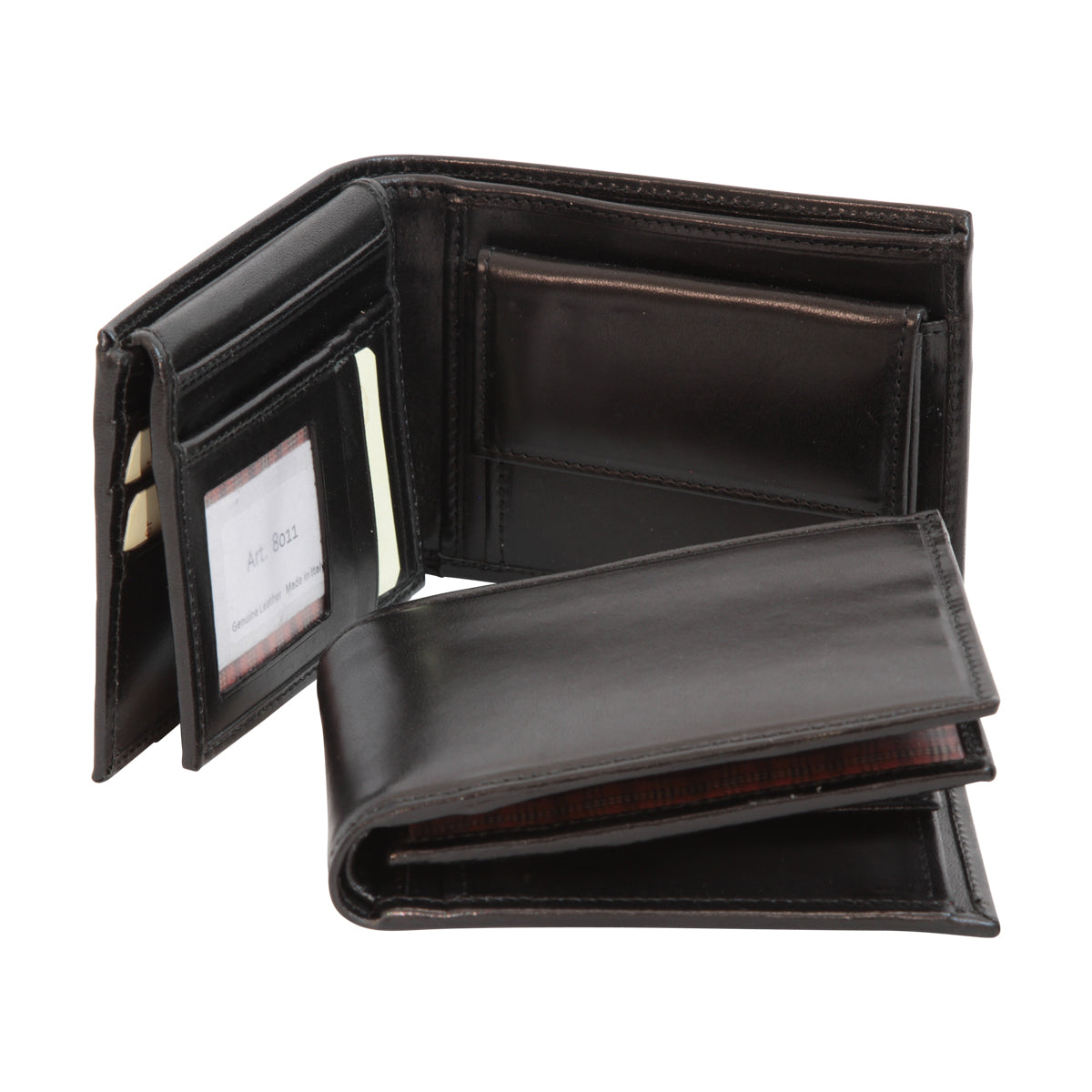 Men’s Leather Wallet with Coin Pocket in Full-Grain Leather. Black-0