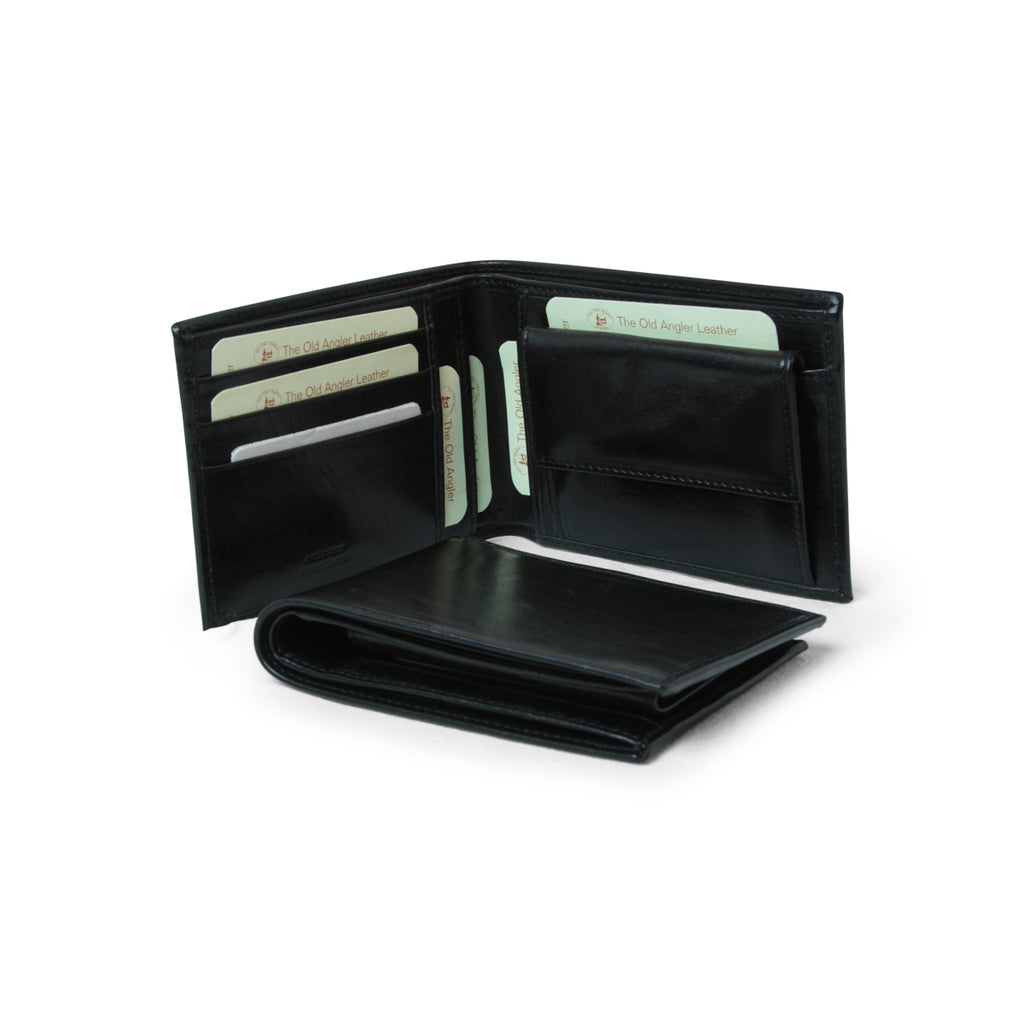 Leather wallet with coin pocket with RFID - black-0