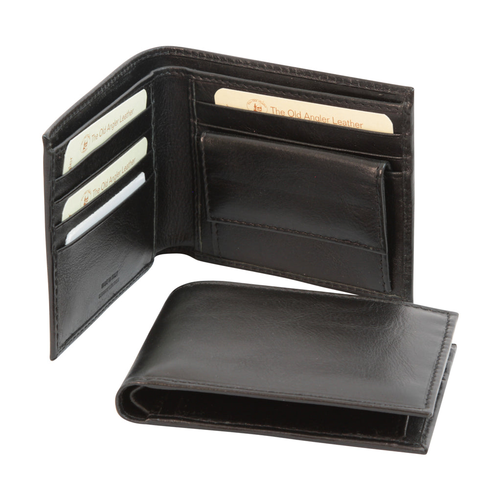 Leather wallet with coin pocket and RFID - black-0