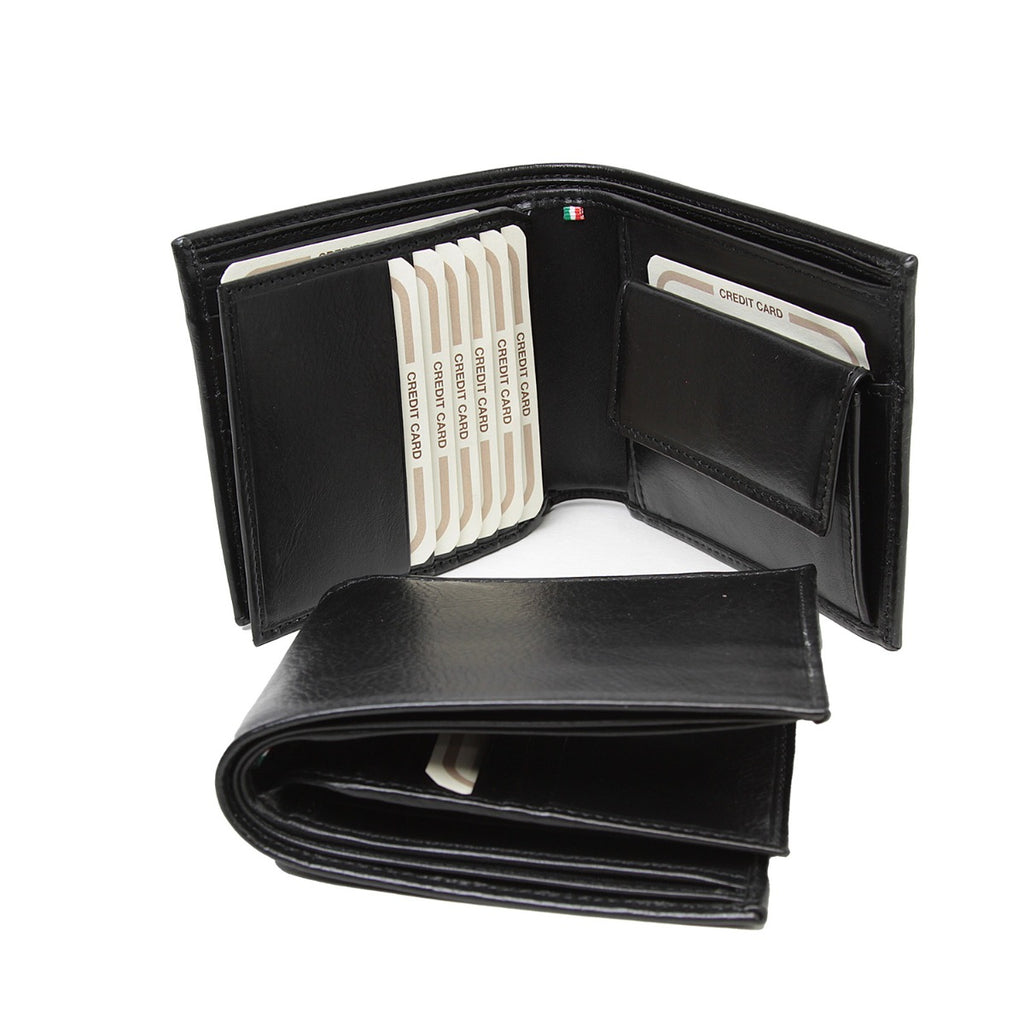 Leather wallet with card holder and RFID -Black-0