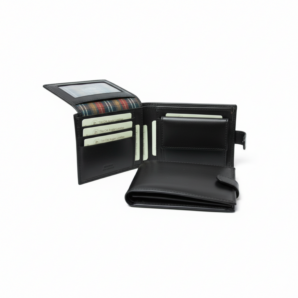 Leather Bifold Wallet  - Black with RFID-1