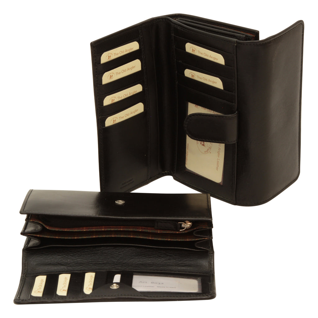 Women's leather wallet - Black with RFID-0