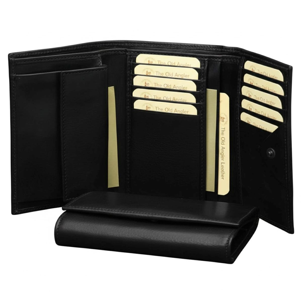 Women's Leather Trifold Wallet-Black-0