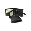 Leather wallet with snap closure - black-1
