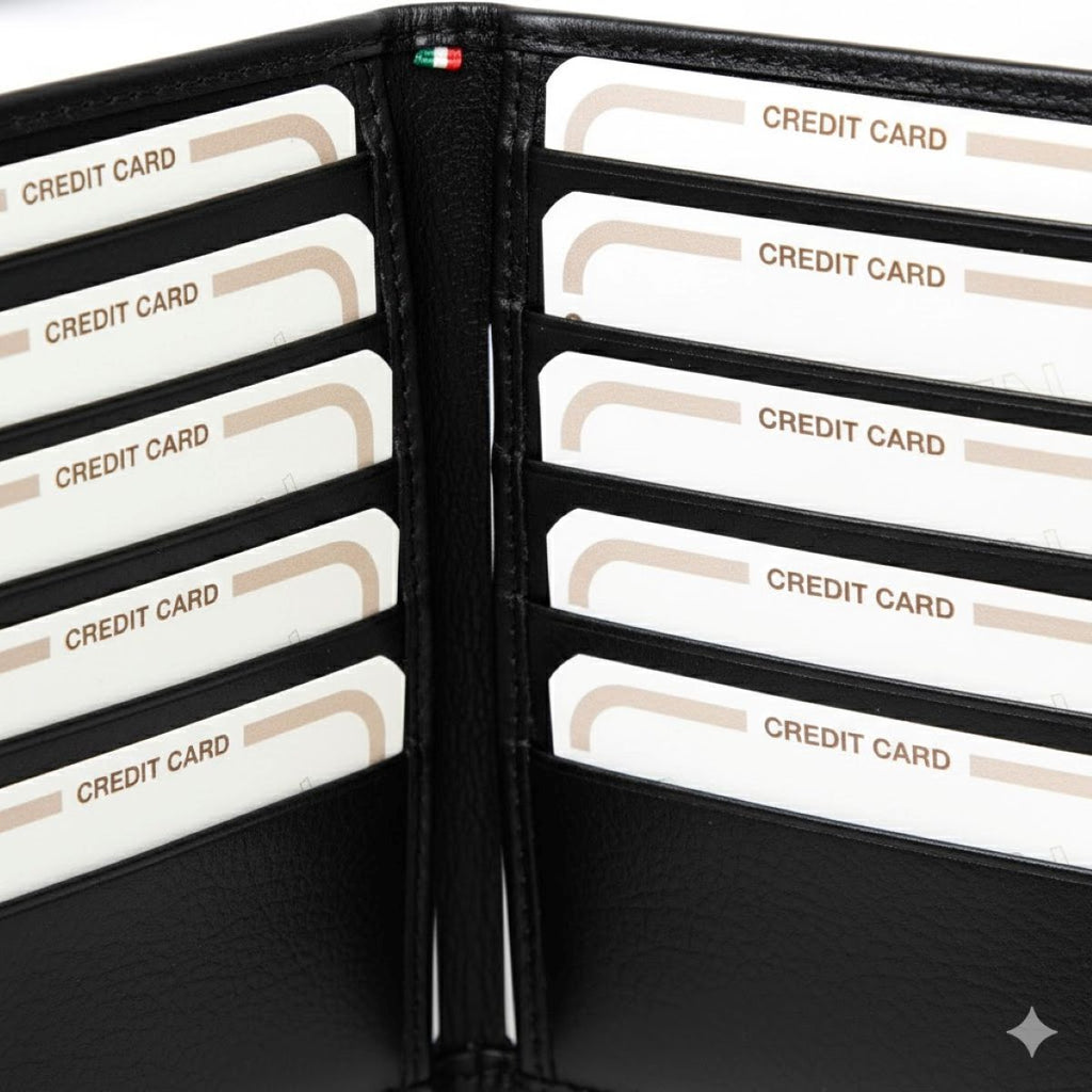 Leather Card Holder with RFID Protection - Black-1