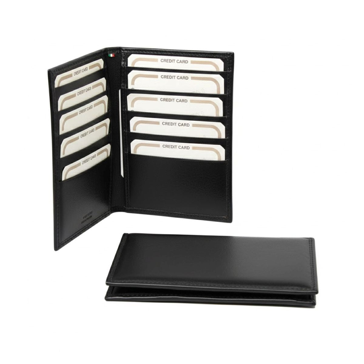 Leather Card Holder with RFID Protection - Black-0