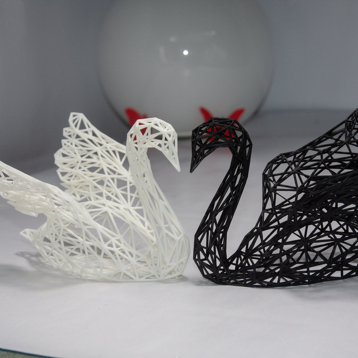 Geometric Swan Couple - Minimalistic Design-0